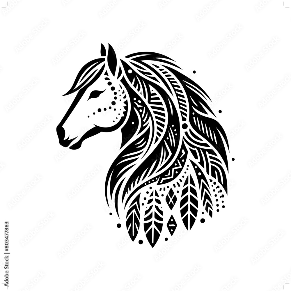 Horse silhouette in bohemian, boho, nature illustration Horse silhouette in bohemian, boho, nature illustration
