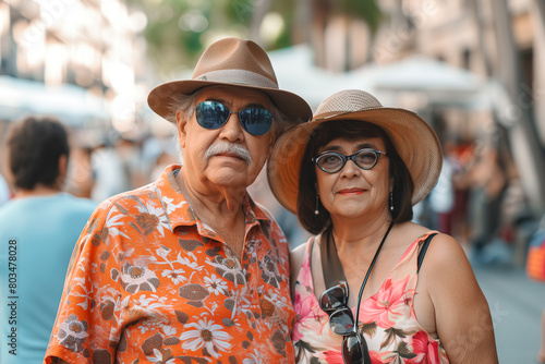 Senior tourist couple in Barcelona