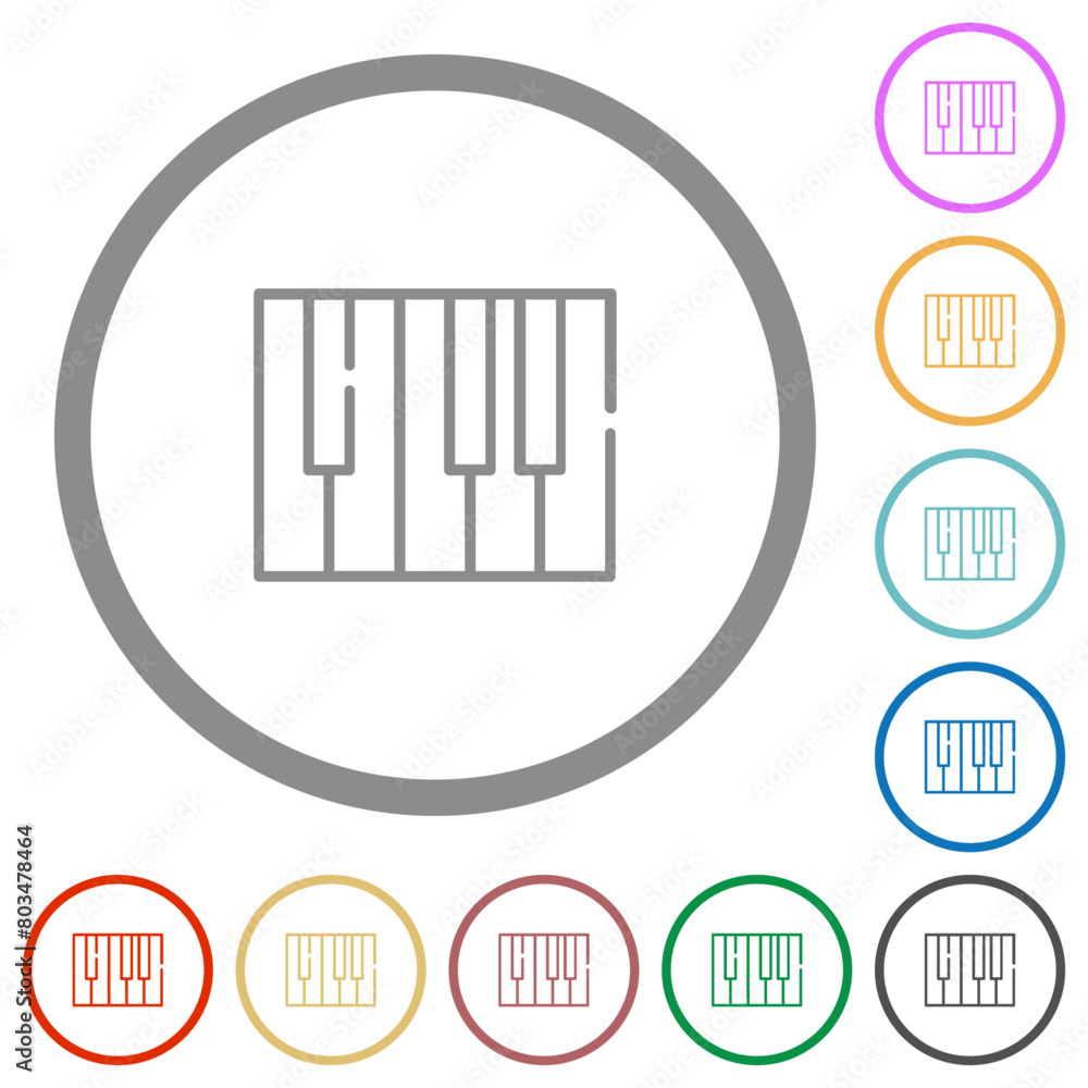 Piano keyboard outline flat icons with outlines Piano keyboard outline flat icons with outlines