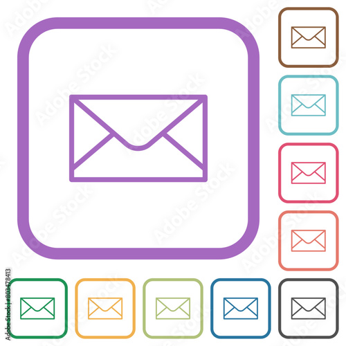 Envelope outline simple icons
