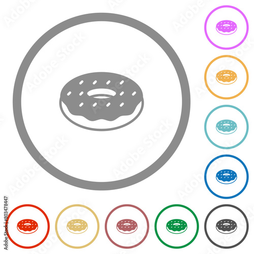 Donut flat icons with outlines
