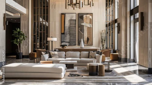 Airy Contemporary Lobby with Neutral Tones