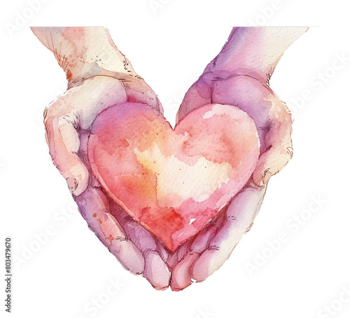 hand hold love watercolor digital painting good quality