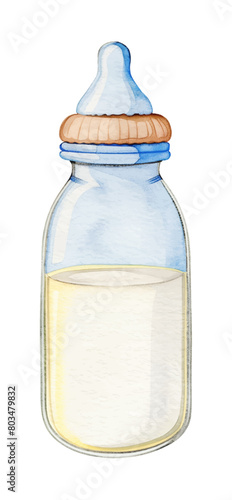 baby bottle milk watercolor digital painting good quality