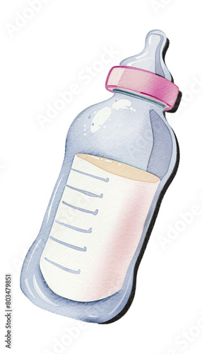 baby bottle milk watercolor digital painting good quality