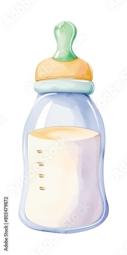 baby bottle milk watercolor digital painting good quality