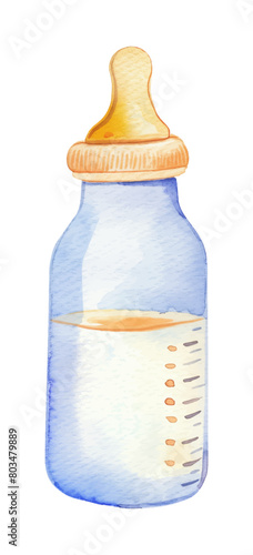 baby bottle milk watercolor digital painting good quality
