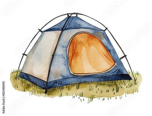 camping tent watercolor digital painting good quality