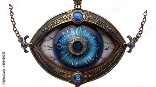 A Turkish evil eye amulet (nazar boncuğu) on a transparent background. PNG format, This PNG file, with an isolated cutout object on a transparent background.  photo
