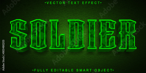 Green Shiny Soldier Vector Fully Editable Smart Object Text Effect