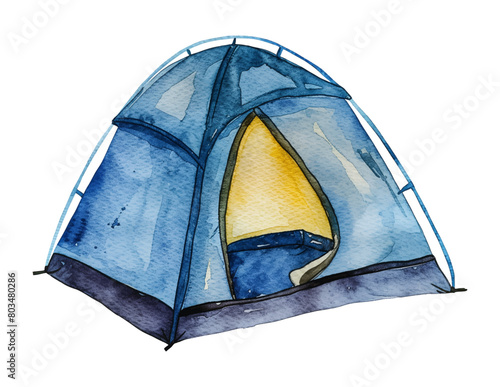camping tent watercolor digital painting good quality