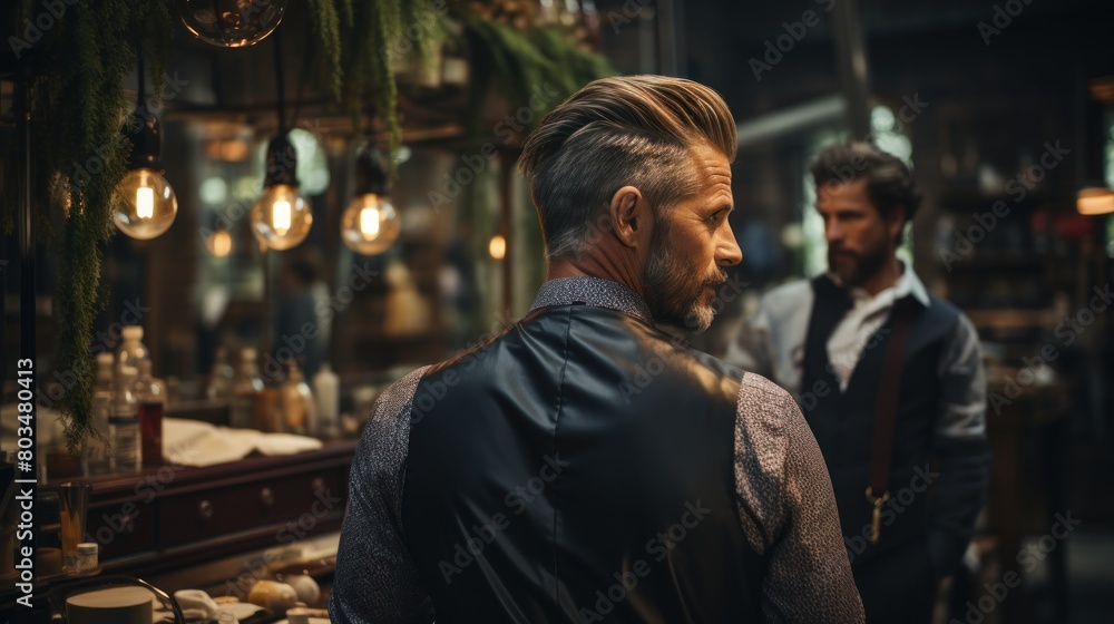 Stylish Hairdresser Giving a Trendy Haircut in a Modern Barbershop