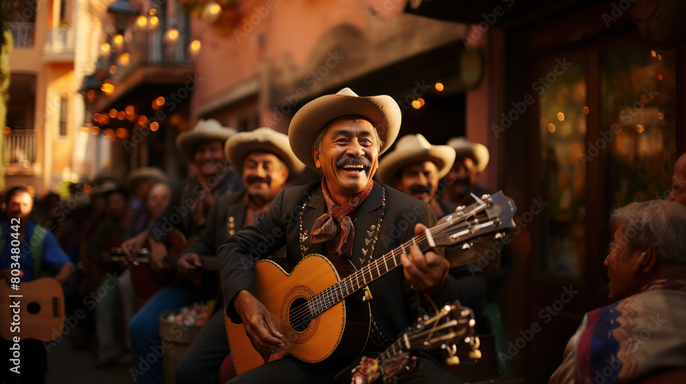 Fototapeta premium Mariachi Band Performing at Sunset in Santa Fe, New Mexico
