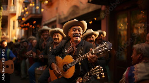 Mariachi Band Performing at Sunset in Santa Fe, New Mexico