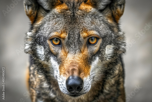 A look straight into your soul of a severe wolf female. Menacing expression of the young, two year old, european wolf, very beautiful animal and extreamly dangerous beast photo