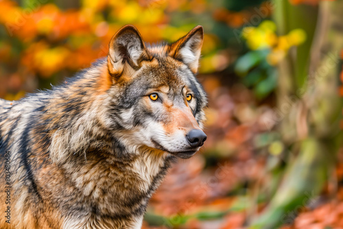 A look straight into your soul of a severe wolf female. Menacing expression of the young, two year old, european wolf, very beautiful animal and extreamly dangerous beast