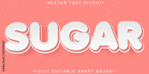 Cute Marshmallow Sugar Vector Fully Editable Smart Object Text Effect
