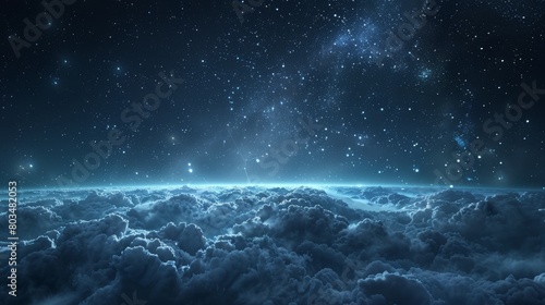 An awe-inspiring nightscape showing countless stars gleaming above a thick blanket of clouds, evoking deep reflection © ChaoticMind