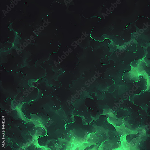 Vibrant Neon Green Design with Swirling Smoke on Pitch Black Backdrop  Ideal for Eye-Catching Marketing Campaigns.