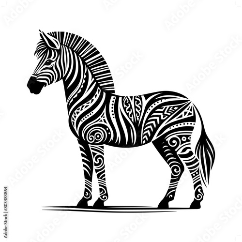 Zebra silhouette in animal ethnic  polynesia tribal illustration