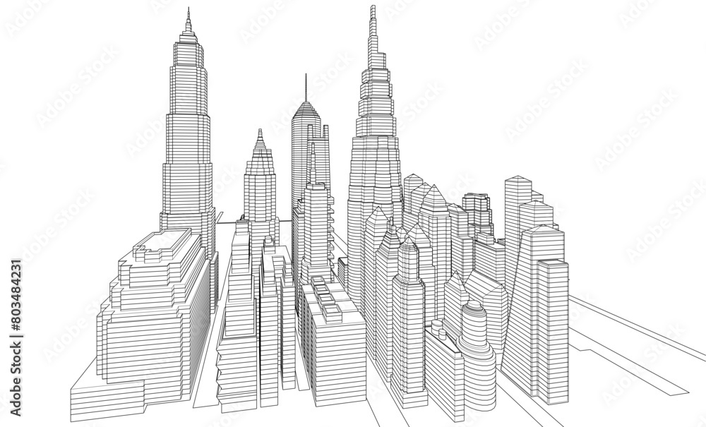 Modern city architecture 3d illustration Modern city architecture 3d illustration