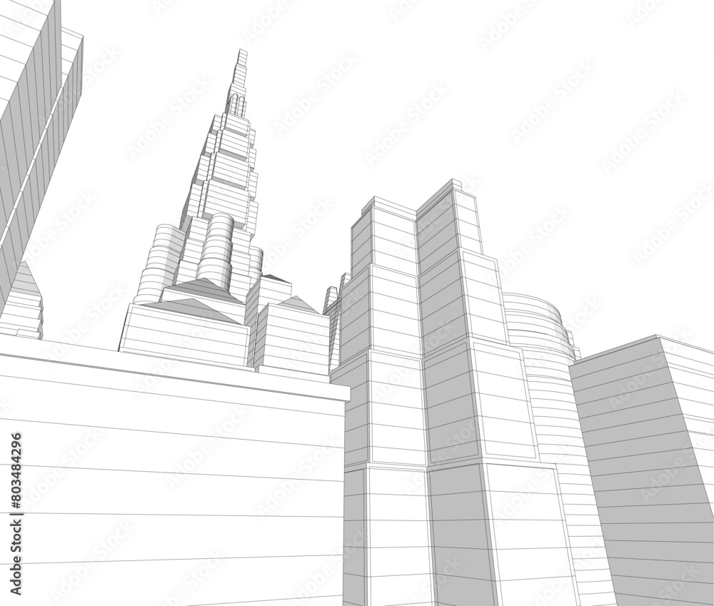 Modern city architecture 3d illustration Modern city architecture 3d illustration