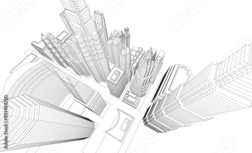 Modern city architecture 3d illustration