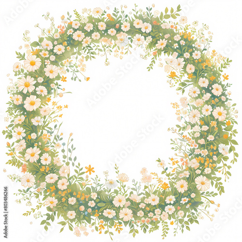 Lush Flower Arch Featuring Fresh White and Yellow Blossoms for Artistic Display or Design Projects