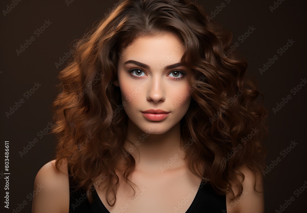 Fototapeta premium a woman with long brown hair and blue eyes