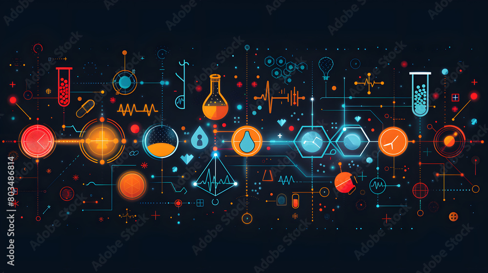 
Abstract medical background with flat icons and symbols.