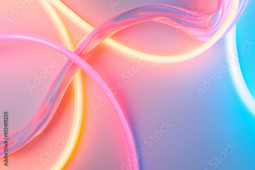 Neon tubes forming an abstract shape against a gradient background, blending art and light.