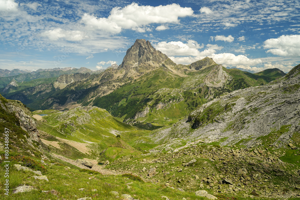 Beautiful mountains landscape in Pyrenees (Lacs d' Ayous), popular hiking route, France