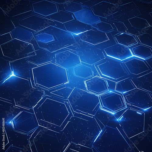 Protective Cyber Hive with Blue Light Interconnected Structure - Stock Image for Technology and Security Themes