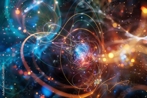 Wallpaper Mural The mysterious and intricate world of subatomic particles, showcasing a variety of particles like quarks, leptons, and bosons in an artistic interpretation - Generative AI Torontodigital.ca