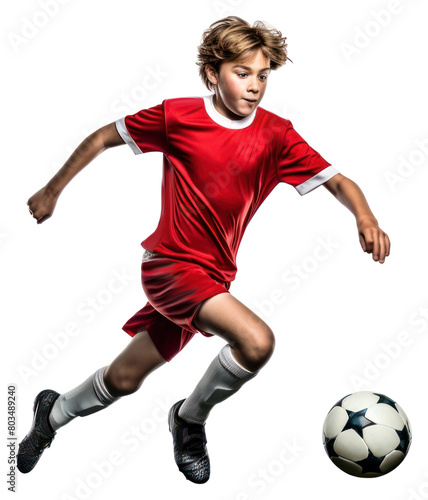 PNG Young footballer kicking sports soccer