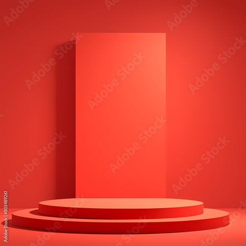 Modern Red 3D Stage Podium with Transparent Base for Professional Events and Ceremonies