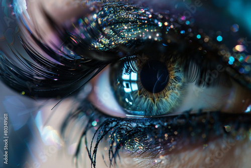 The captivating allure of an eye with glamorous false lashes, captured in stunning macro detail.