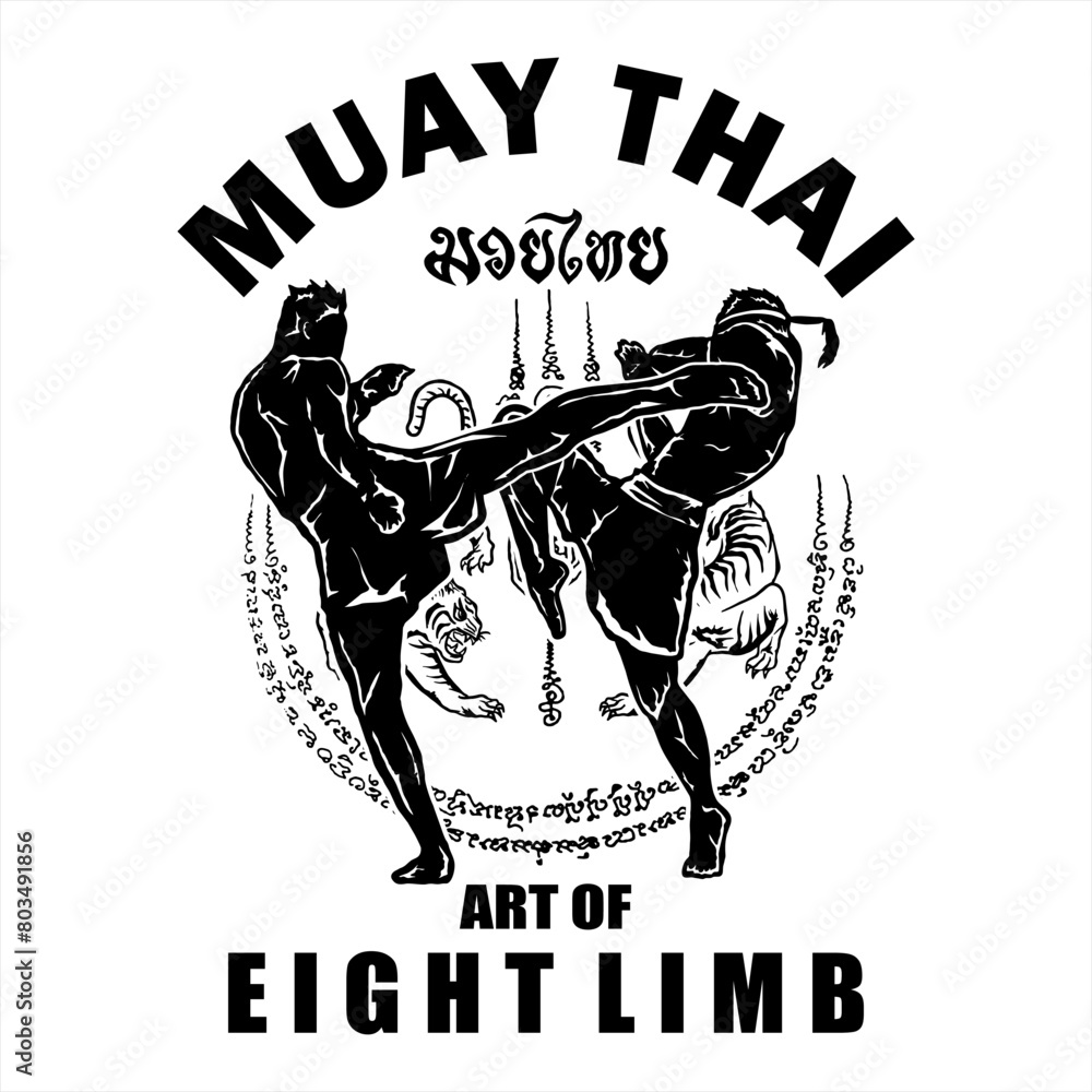 Naklejka premium illustration vector muay thai poster style