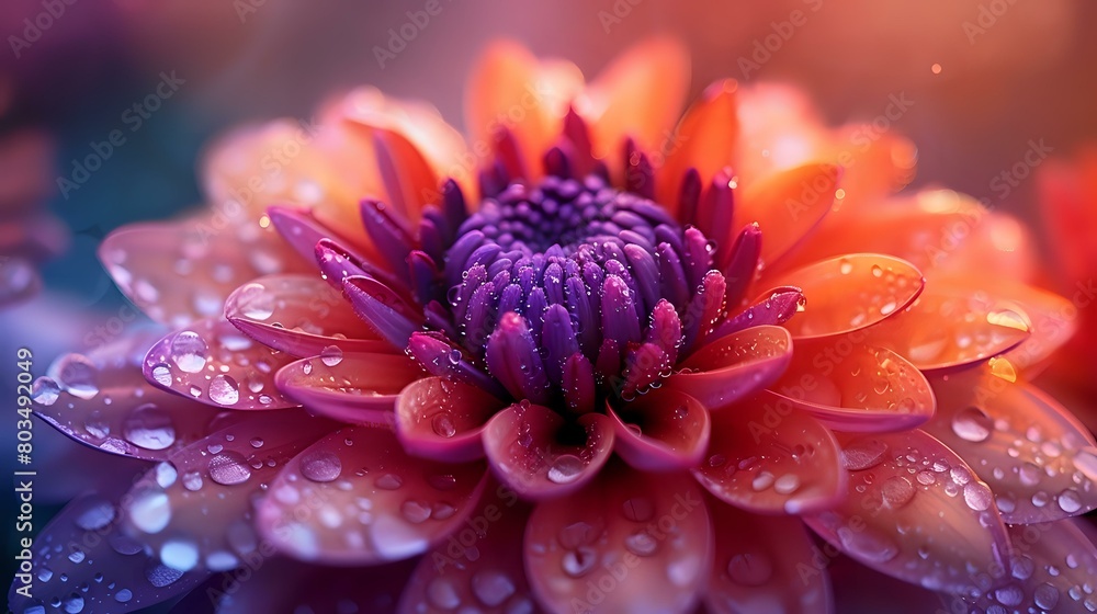 Dramatic and Intense Mood of Chrysanthemum Close-Up: Warm and Cool Tones Dramatic and Intense Mood of Chrysanthemum Close-Up: Warm and Cool Tones