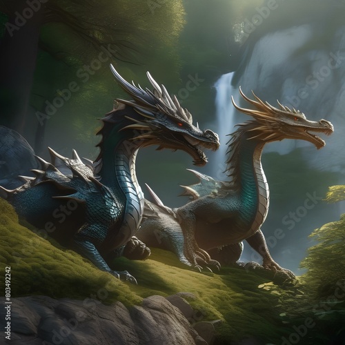 Group of majestic dragons in a mystical landscape5 © ja
