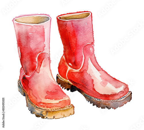 rubber boots watercolor digital painting good quality