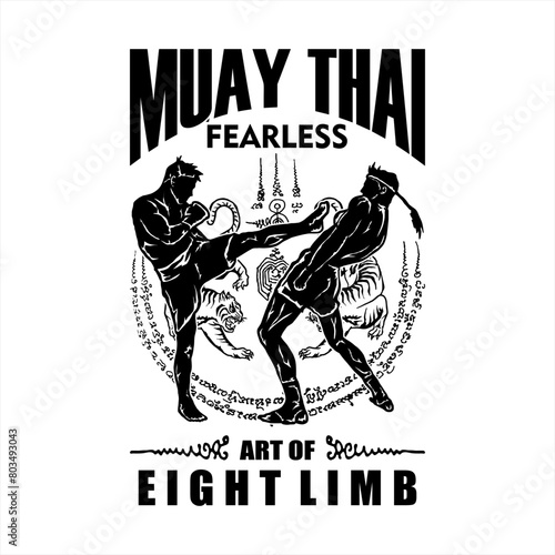 illustration vector muay thai poster style