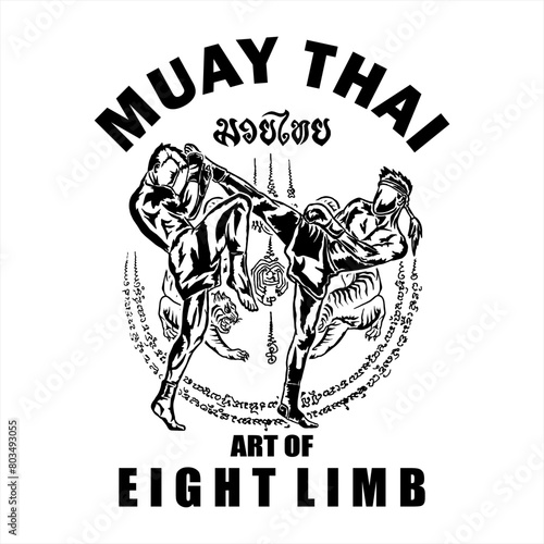 illustration vector muay thai poster style