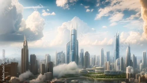 Wallpaper Mural city ​​view of tall buildings with thick clouds around it Torontodigital.ca