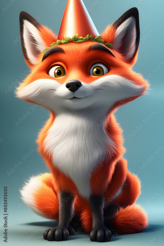 Obraz premium red fox cartoon
