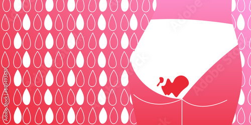 Period time concept. Menstrual cycle, periods. Menstruation background. Not pregnant woman. Abstract flat vector illustration. Minimal design for card, banner, poster