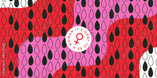 Period time concept. Menstrual cycle, periods. Menstruation background. Not pregnant woman. Abstract flat vector illustration. Minimal design for card, banner, poster