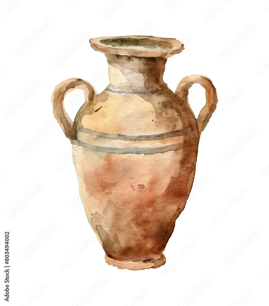 brown clay pot watercolor digital painting good quality