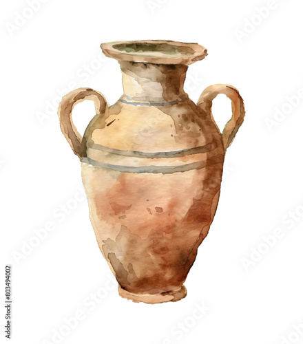 brown clay pot watercolor digital painting good quality