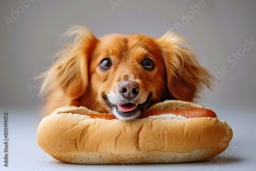 A real dog in a hot dog bun.